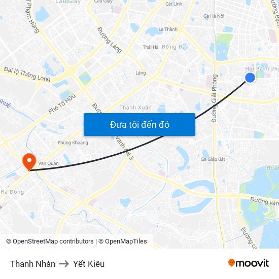 Thanh Nhàn to Yết Kiêu map