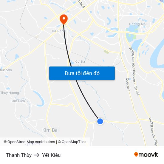 Thanh Thùy to Yết Kiêu map