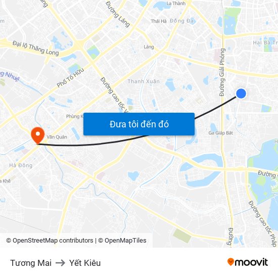 Tương Mai to Yết Kiêu map