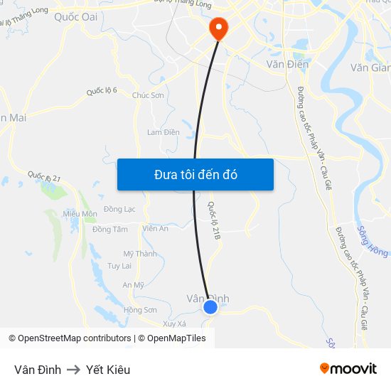 Vân Đình to Yết Kiêu map