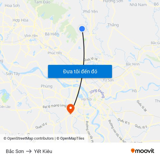 Bắc Sơn to Yết Kiêu map