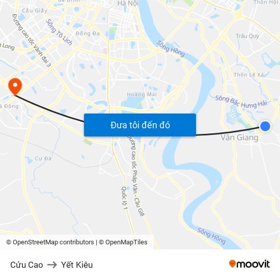 Cửu Cao to Yết Kiêu map