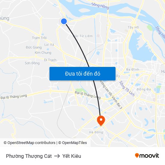 Phường Thượng Cát to Yết Kiêu map