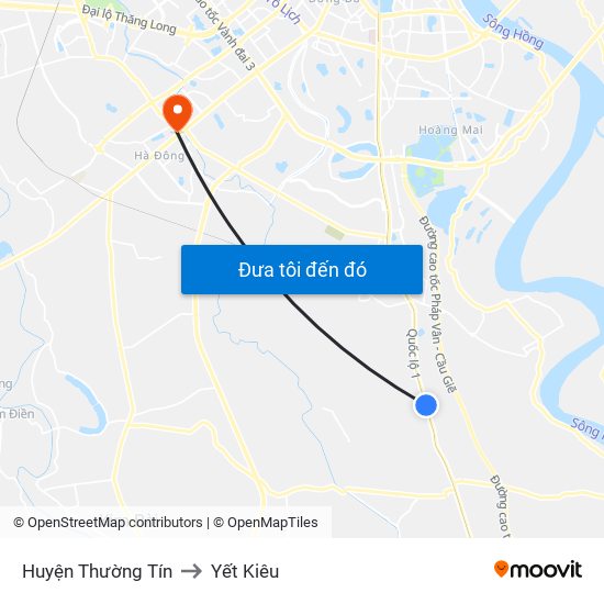 Huyện Thường Tín to Yết Kiêu map