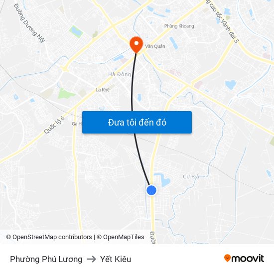 Phường Phú Lương to Yết Kiêu map