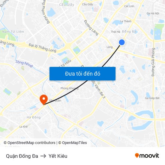 Quận Đống Đa to Yết Kiêu map