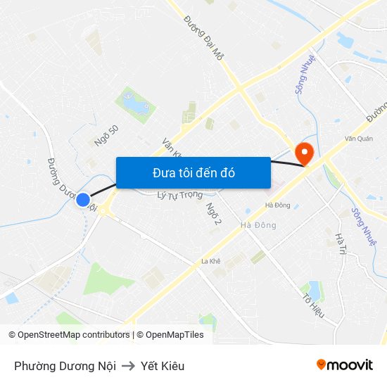 Phường Dương Nội to Yết Kiêu map