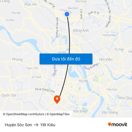 Huyện Sóc Sơn to Yết Kiêu map