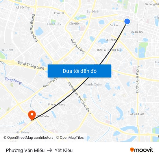 Phường Văn Miếu to Yết Kiêu map