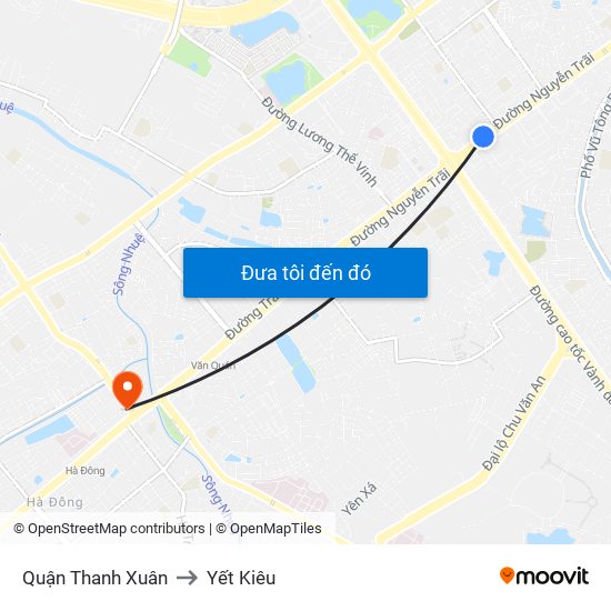 Quận Thanh Xuân to Yết Kiêu map