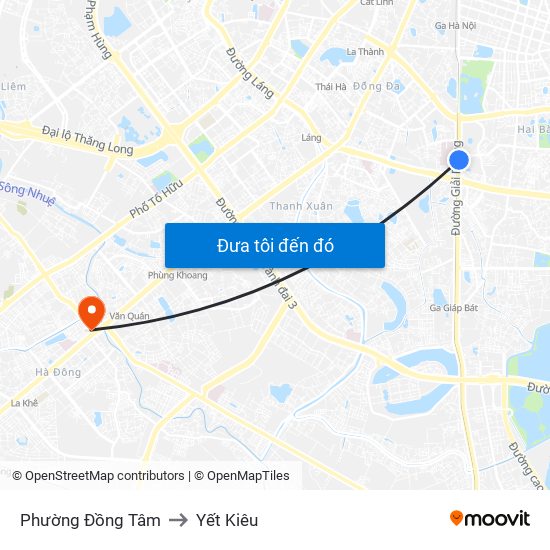 Phường Đồng Tâm to Yết Kiêu map