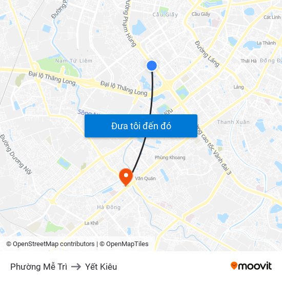 Phường Mễ Trì to Yết Kiêu map