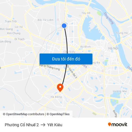 Phường Cổ Nhuế 2 to Yết Kiêu map