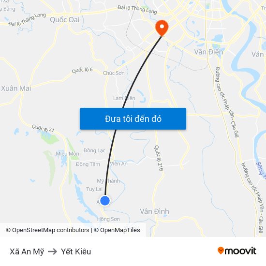 Xã An Mỹ to Yết Kiêu map