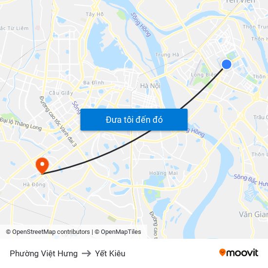 Phường Việt Hưng to Yết Kiêu map