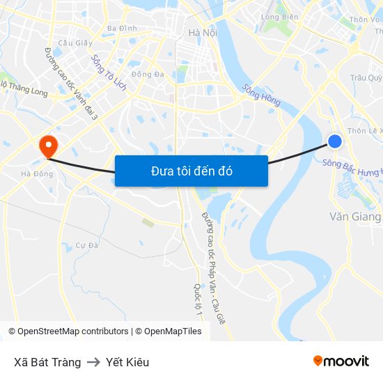 Xã Bát Tràng to Yết Kiêu map