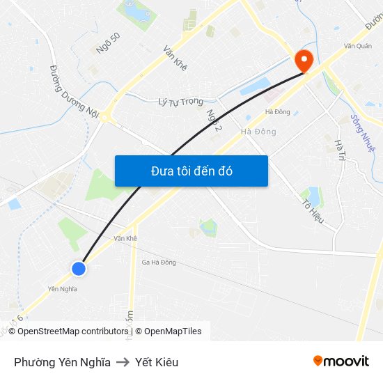 Phường Yên Nghĩa to Yết Kiêu map