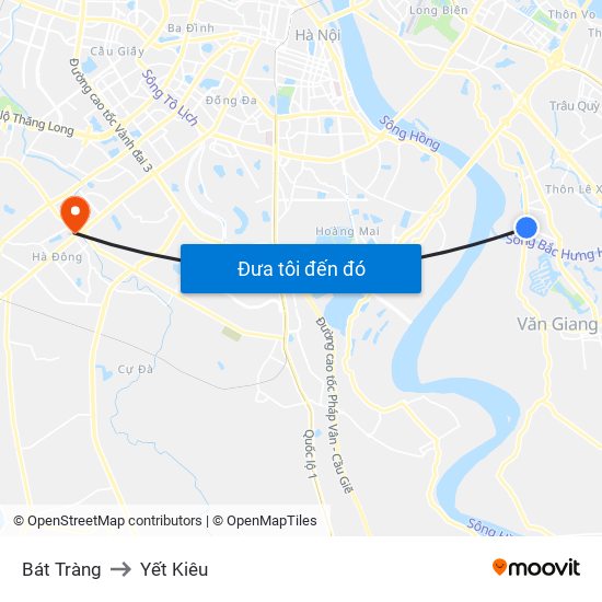 Bát Tràng to Yết Kiêu map