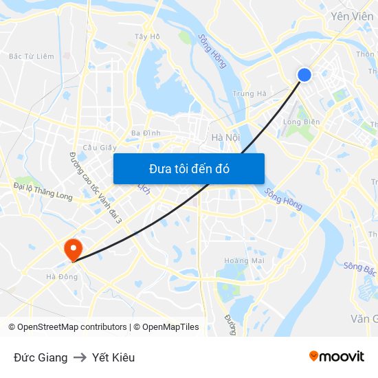 Đức Giang to Yết Kiêu map