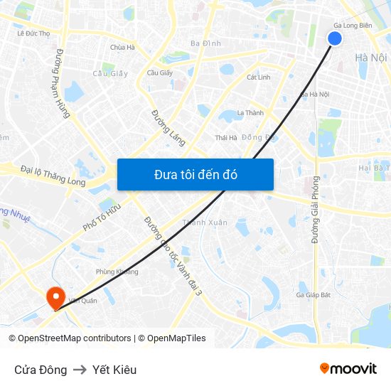 Cửa Đông to Yết Kiêu map