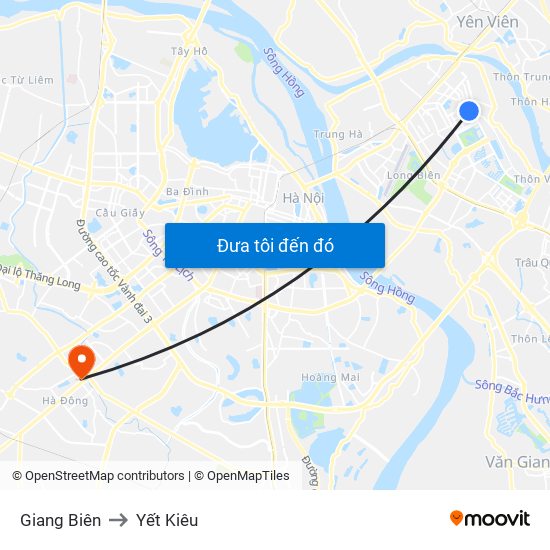 Giang Biên to Yết Kiêu map
