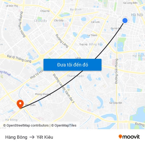 Hàng Bông to Yết Kiêu map
