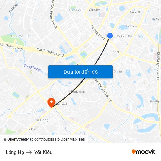 Láng Hạ to Yết Kiêu map