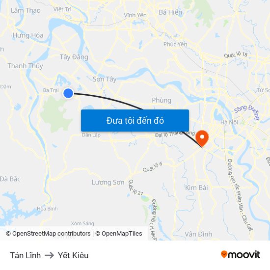 Tản Lĩnh to Yết Kiêu map