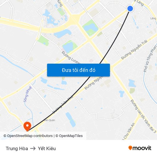 Trung Hòa to Yết Kiêu map