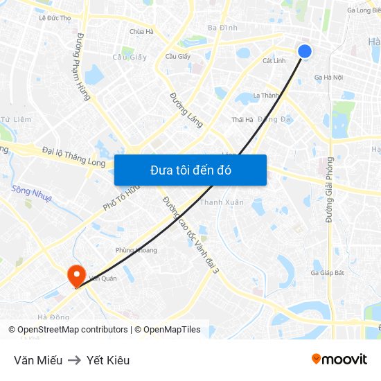 Văn Miếu to Yết Kiêu map