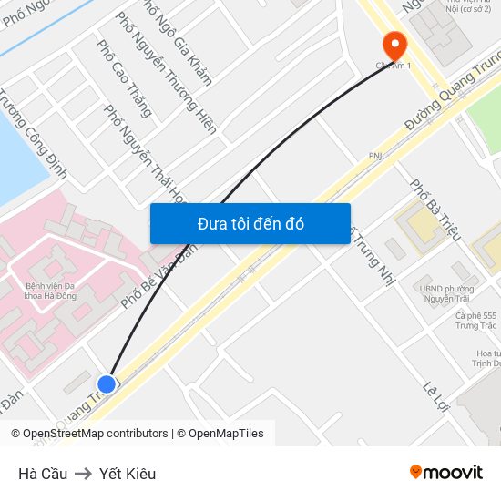 Hà Cầu to Yết Kiêu map