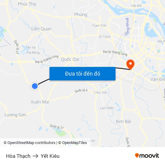 Hòa Thạch to Yết Kiêu map