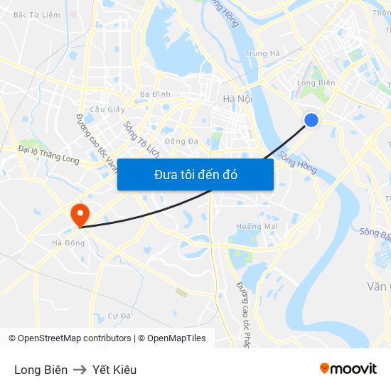 Long Biên to Yết Kiêu map