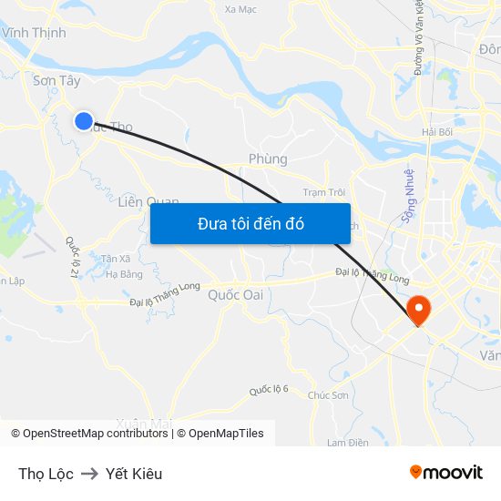 Thọ Lộc to Yết Kiêu map