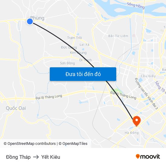 Đồng Tháp to Yết Kiêu map