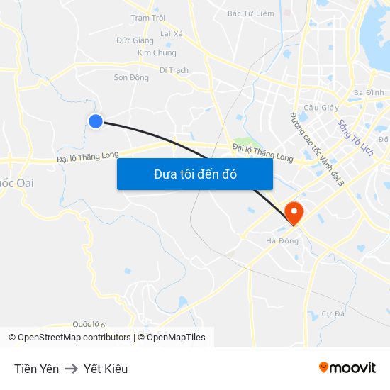 Tiền Yên to Yết Kiêu map