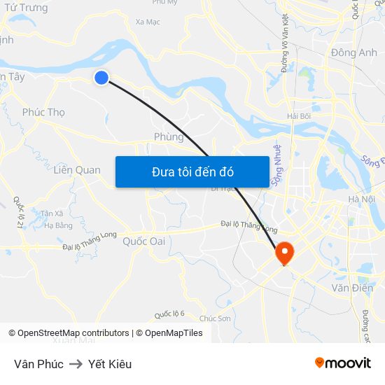 Vân Phúc to Yết Kiêu map