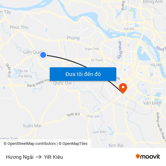 Hương Ngải to Yết Kiêu map