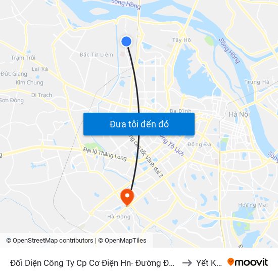 Đối Diện Công Ty Cp Cơ Điện Hn- Đường Đức Thắng to Yết Kiêu map