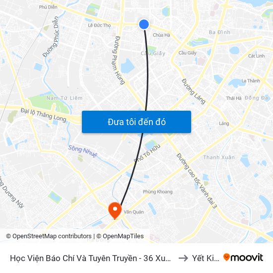 Học Viện Báo Chí Và Tuyên Truyền - 36 Xuân Thủy to Yết Kiêu map