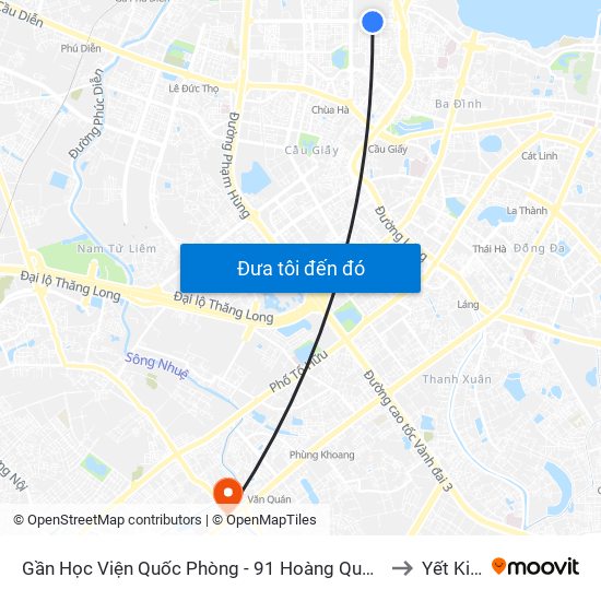 Gần Học Viện Quốc Phòng - 91 Hoàng Quốc Việt to Yết Kiêu map