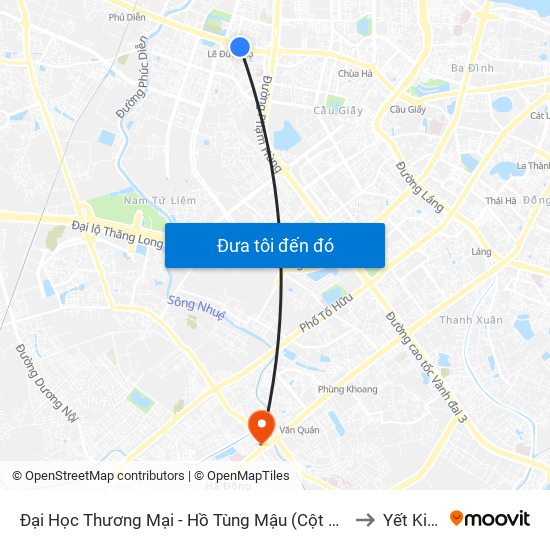 Đại Học Thương Mại - Hồ Tùng Mậu (Cột Sau) to Yết Kiêu map