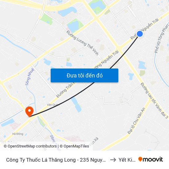 Công Ty Thuốc Lá Thăng Long - 235 Nguyễn Trãi to Yết Kiêu map