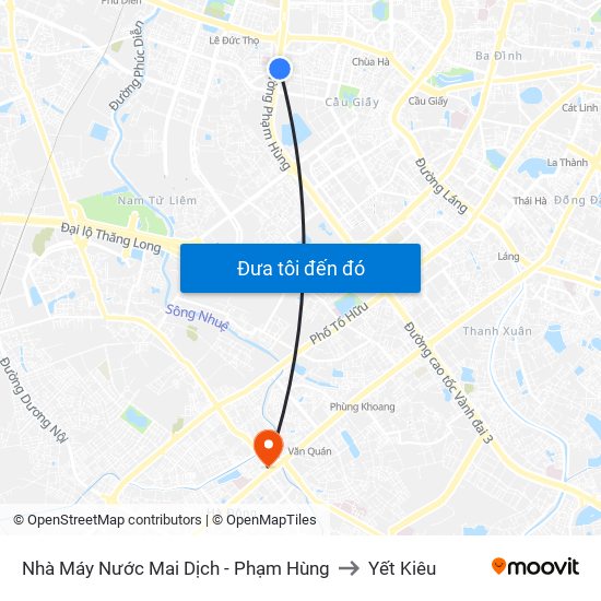 Nhà Máy Nước Mai Dịch - Phạm Hùng to Yết Kiêu map
