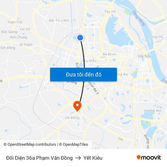Đối Diện 36a Phạm Văn Đồng to Yết Kiêu map