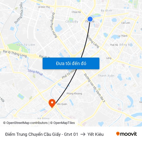 Điểm Trung Chuyển Cầu Giấy - Gtvt 01 to Yết Kiêu map