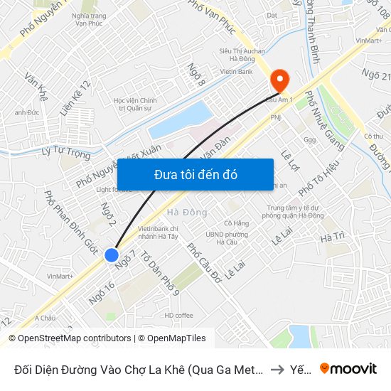 Đối Diện Đường Vào Chợ La Khê (Qua Ga Metro La Khê) - 405 Quang Trung (Hà Đông) to Yết Kiêu map