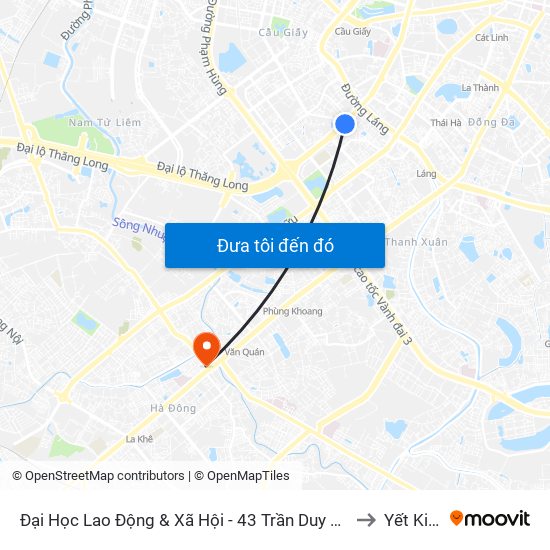 Đại Học Lao Động & Xã Hội - 43 Trần Duy Hưng to Yết Kiêu map