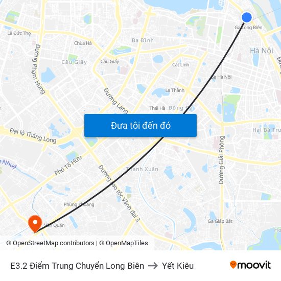 E3.2 Điểm Trung Chuyển Long Biên to Yết Kiêu map