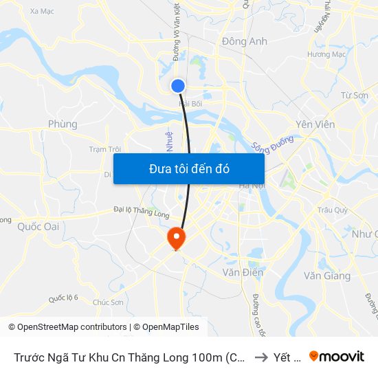 Trước Ngã Tư Khu Cn Thăng Long 100m (Chiều Nội Bài - Hà Nội) to Yết Kiêu map